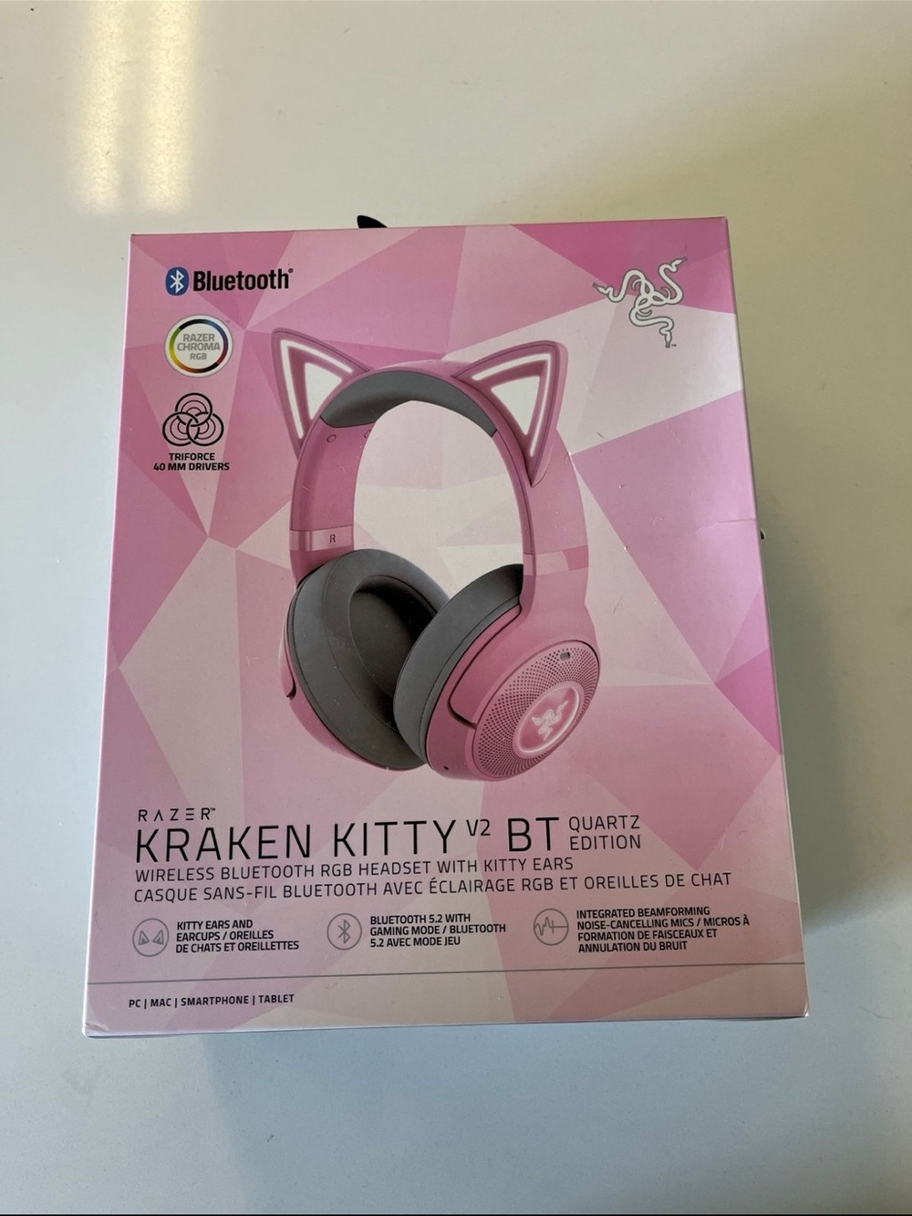 NIB Razer Kraken Kitty V2 Quartz Bluetooth Headphones